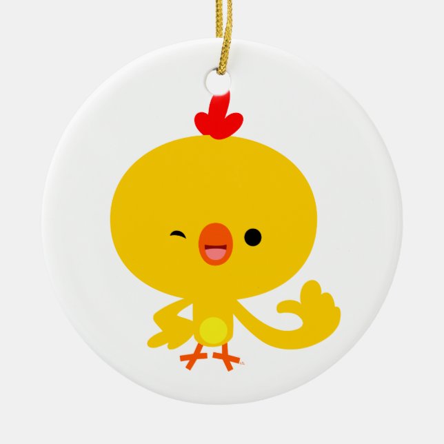 Niedlicher Cooler Cartoon Hühnerdekor Keramik Ornament (Vorne)