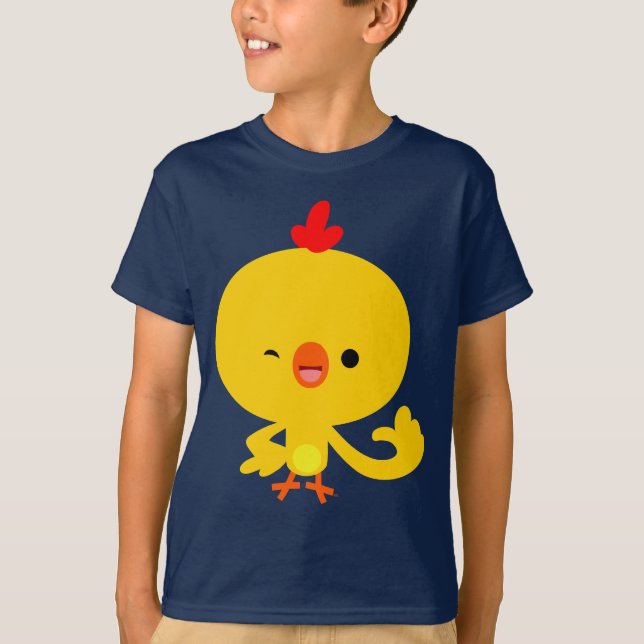 Niedlicher Cooler Cartoon Hühnerkind T - Shirt (Vorderseite)