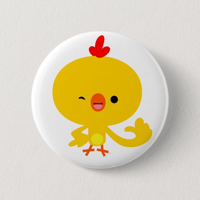 Niedlicher Cooler Cartoon Hühnerknopf Abzeichen Button (Vorderseite)