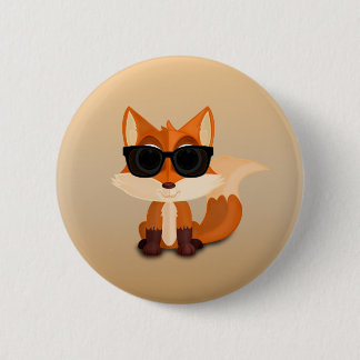 Niedlicher cooler Fuchs mit Sonnenbrille auf warme Button