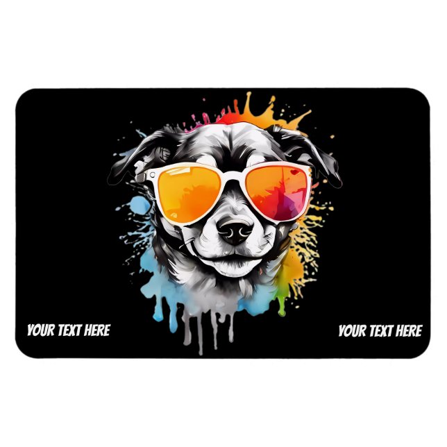 Niedlicher Cooler Hund mit Sonnenbrille Magnet (Horizontal)