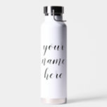 Niedlicher Cooler Individuelle Name Textskript Trinkflasche<br><div class="desc">Angepasster moderner Chic Name Text Script Wasser Flasche mit Ihrem personalisierten Text in einem niedlichen und eleganten Kalligraphie-Schriftart. Schriftart Stil und Farben sind vollständig anpassbar.</div>