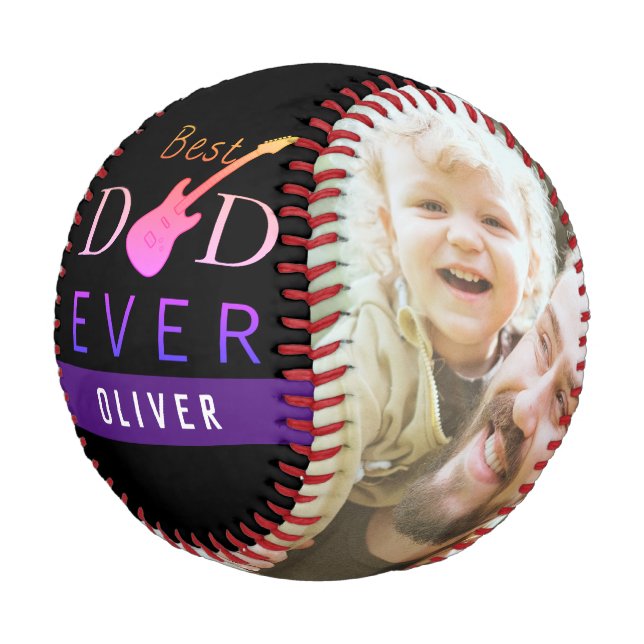 Niedlicher Cooler Moderner Bester Vater je Foto Va Baseball (Schrägansicht)