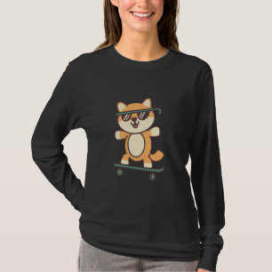 Niedlicher Cooler Skater Hund mit Sonnenbrille Tie T-Shirt