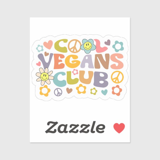 Niedlicher Cooler Vegans Club, Retro Aufkleber (Blatt)