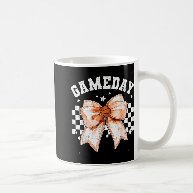 Niedlicher Coquette Bow Basketball Retro Game Day Kaffeetasse (Rechts)