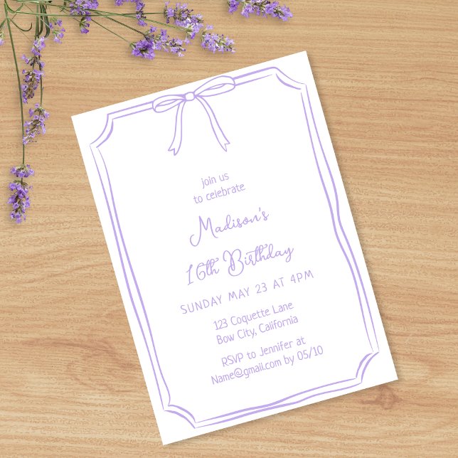 Niedlicher Coquette Hand Draw Whimsical Geburtstag Einladung (Von Creator hochgeladen)