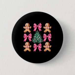 Niedlicher Coquette Rosa Schleife Xmas Lebkuchenma Button
