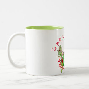 Niedlicher Corella-Papagei in tropischen Blume Zweifarbige Tasse