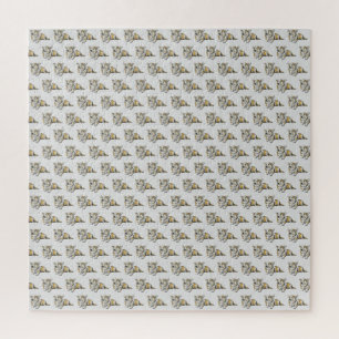 Niedlicher Corgi Dog Muster Grau Hintergrund
