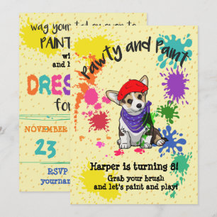 Niedlicher Corgi Dog Spaß Kunst Geburtstagsparty E Einladung