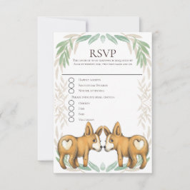 Niedlicher Corgi Dog Two Grooms Gay Wedding RSVP Karte