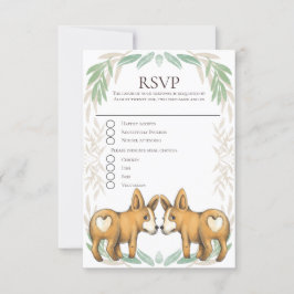 Niedlicher Corgi Dog Two Grooms Gay Wedding RSVP Karte