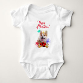 Niedlicher Corgi Dog Yappy Weihnachten Baby Strampler