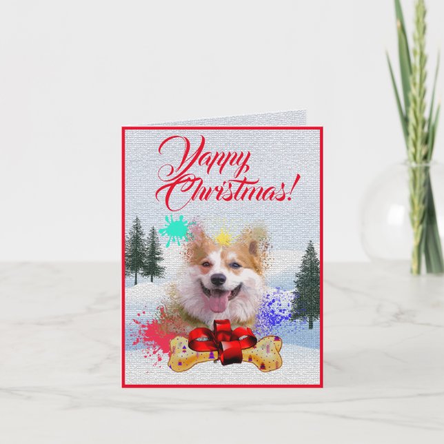 Niedlicher Corgi Dog Yappy Xmas Card Karte (Vorderseite)