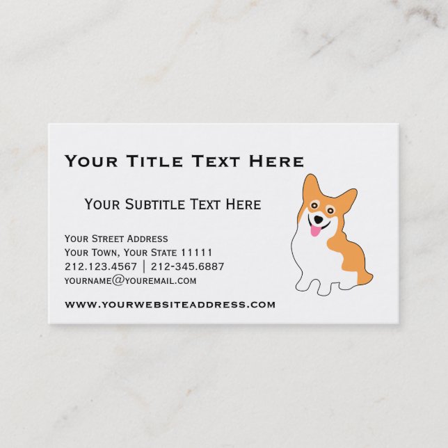 Niedlicher Corgi für Züchter, Hundetrainer, Visitenkarte (Vorderseite)