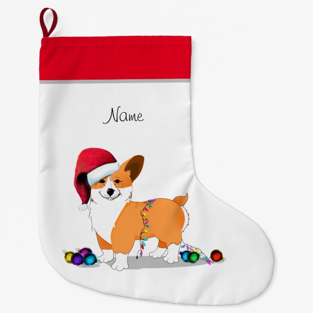 Niedlicher Corgi-Hund Großer Weihnachtsstrumpf (Vorderseite)