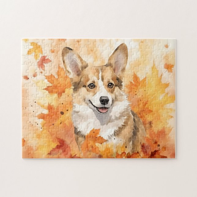 Niedlicher Corgi Hund/Herbst/Herbst (Horizontal)