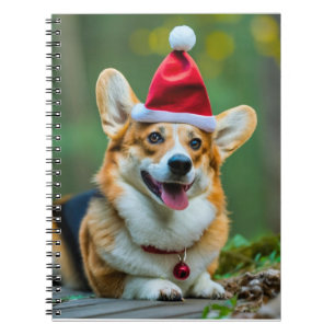 Niedlicher Corgi Hund Lächeln mit Weihnachtsmütze Notizblock