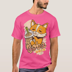 Niedlicher Corgi Hund mit Boba-Bubble-Tee T-Shirt