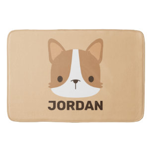 Niedlicher Corgi Hund mit Personalisiertem Namen Badematte