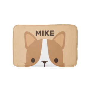 Niedlicher Corgi Hund mit Personalisiertem Namen Badematte