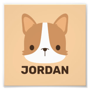 Niedlicher Corgi Hund mit Personalisiertem Namen Fotodruck