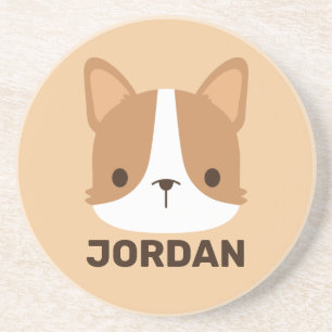 Niedlicher Corgi Hund mit Personalisiertem Namen Getränkeuntersetzer