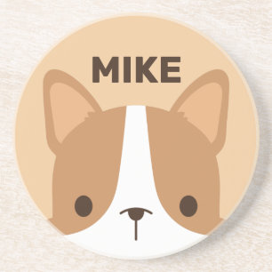 Niedlicher Corgi Hund mit Personalisiertem Namen Getränkeuntersetzer