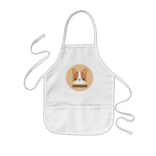 Niedlicher Corgi Hund mit Personalisiertem Namen Kinderschürze