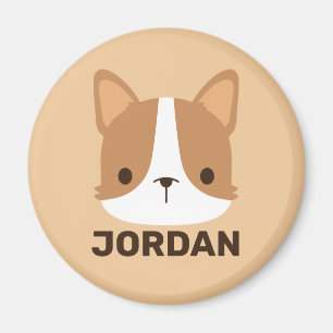 Niedlicher Corgi Hund mit Personalisiertem Namen Magnet