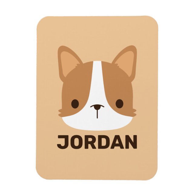 Niedlicher Corgi Hund mit Personalisiertem Namen Magnet (Vertikal)