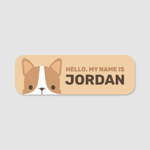 Niedlicher Corgi Hund mit Personalisiertem Namen Namensschild