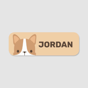 Niedlicher Corgi Hund mit Personalisiertem Namen Namensschild