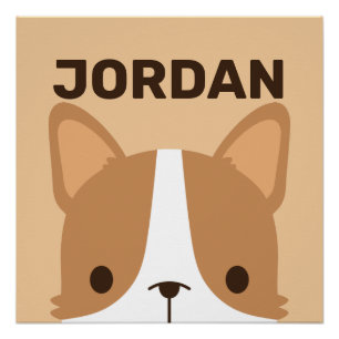 Niedlicher Corgi Hund mit Personalisiertem Namen Poster