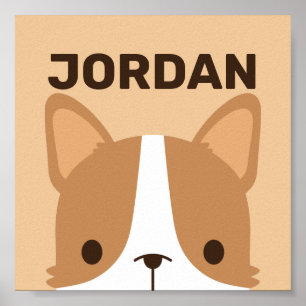 Niedlicher Corgi Hund mit Personalisiertem Namen Poster