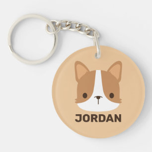 Niedlicher Corgi Hund mit Personalisiertem Namen Schlüsselanhänger