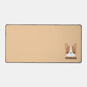 Niedlicher Corgi Hund mit Personalisiertem Namen Schreibtischunterlage