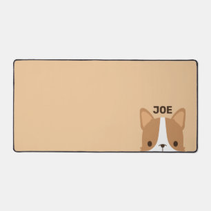 Niedlicher Corgi Hund mit Personalisiertem Namen Schreibtischunterlage