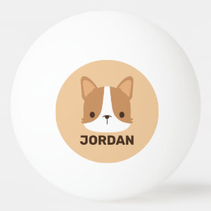 Niedlicher Corgi Hund mit Personalisiertem Namen Tischtennisball