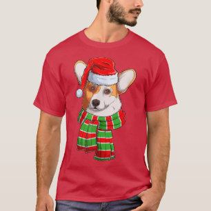 Niedlicher Corgi-Hund mit roter Weihnachtsmannmütz T-Shirt