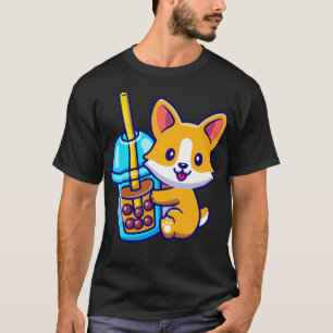 Niedlicher Corgi Hund mit Schaummilch Tee Cartoon