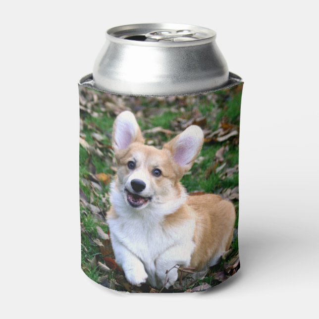 Niedlicher Corgi-Hund springend Dosenkühler (Kanne Vorderseite)