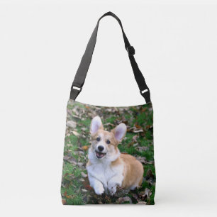 Niedlicher Corgi-Hund springend Tragetaschen Mit Langen Trägern