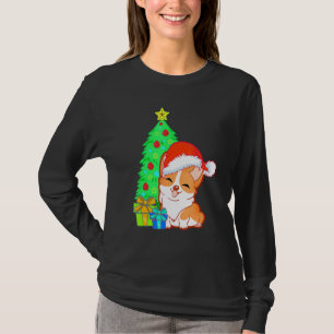 Niedlicher Corgi Hund Weihnachten mit Weihnachtsba T-Shirt