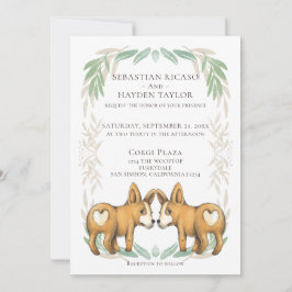 Niedlicher Corgi Hund zwei Gay Hochzeit Einladung