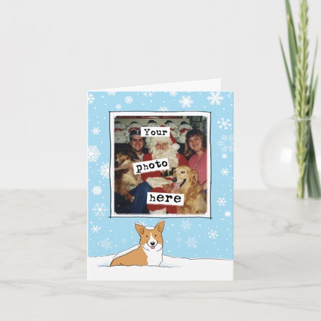 Niedlicher Corgi im Schnee - Ihr Foto Weihnachten (Vorderseite)