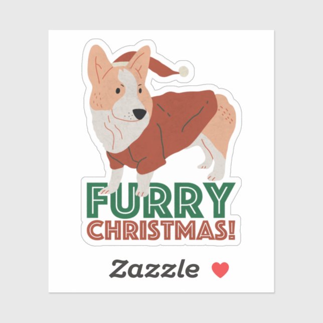 Niedlicher Corgi mit Weihnachtspun: Weihnachten Aufkleber (Blatt)