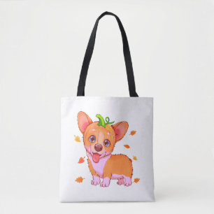 Niedlicher Corgi Pumpkin Head Herbstleaves Fall Tasche
