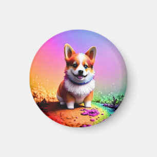 Niedlicher Corgi Puppy Dog Painting Artwork-36475 Magnet